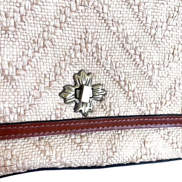 Patricia Nash Giada Chain Crossbody Shoulder Bag Woven Leather Trim Turn Lock - Picture 7 of 12